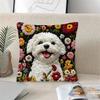 Floral Maltese Dog Cushion Covers Bedroom Zipper Square Sofa Pillowcase Chair Pillow Covers Home Living Room Decor Gift