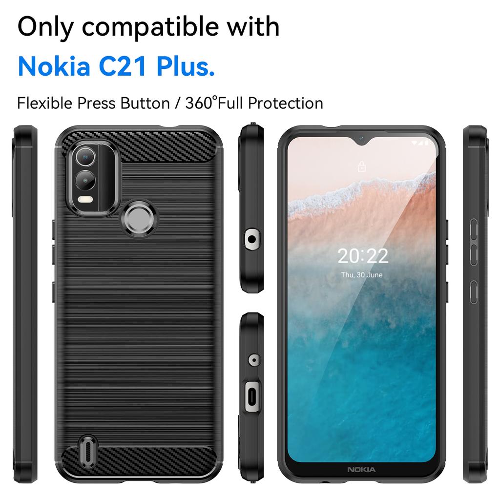 Per Nokia C21 Plus c21+ Custodia Opaca Antiurto Lussuosa Cover Protettiva per Telefono per nokia c21plus Custodie Posteriori Morbide in Fibra di Carbonio