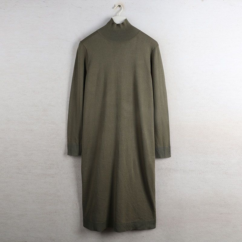 Sunshine House Autumn and Winter New Arrival Export European and American Plus Size Women's Clothes Mid Round Neck Loose Knitting Dress Sweater