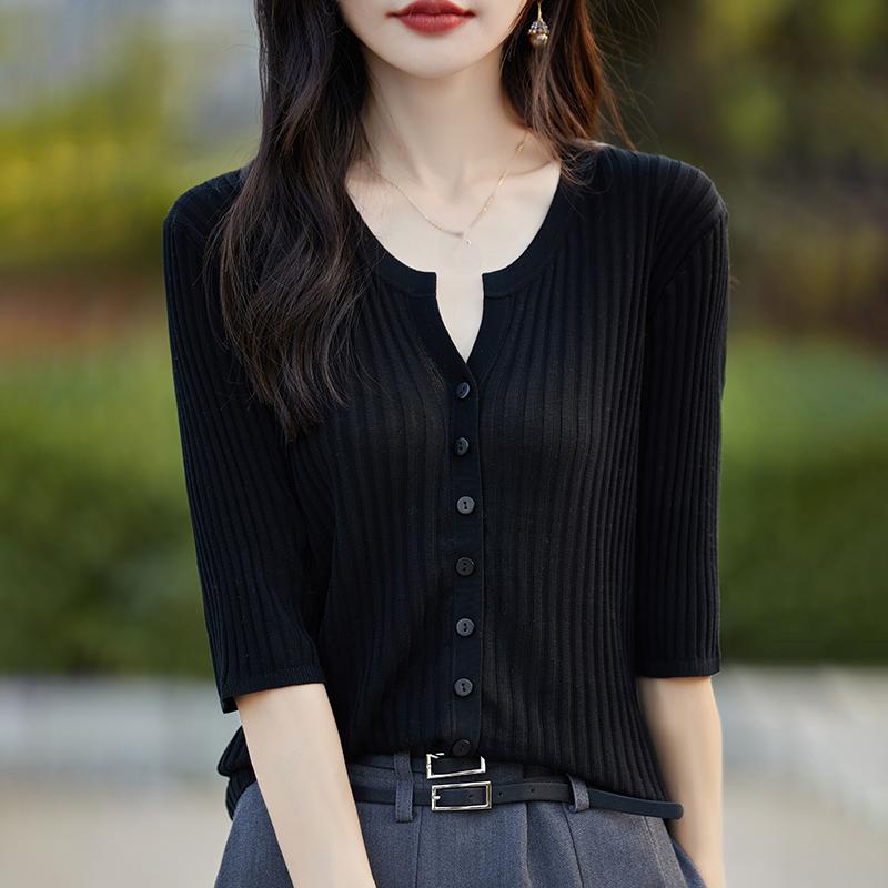 

Женский легкий кардиган из 50% шерсти и 50% шелка Mulberry — универсальный трикотаж на все 4 сезона для комфорта и стиля в любое время года XL чёрный