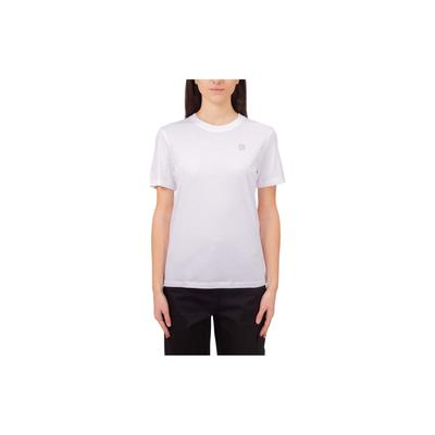 Logo Pattern Crew Neck Fitted Short Sleeve T-Shirt Women Tops White J20J223226-YAF