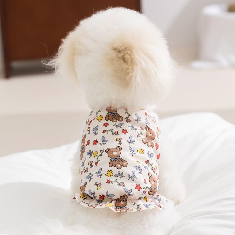 Teddy Pomeranian Prinsessstil Dungaree Klänning Set för Små Valpar (Små till medelstora raser)