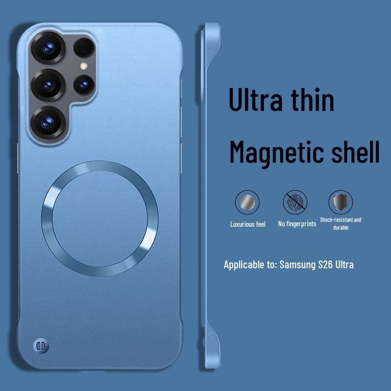 Samsung S26 Ultra Borderless Magnetic Protective Case - S25U Half-Wrapped, Anti-Drop S26+ Cover S25 Ultra