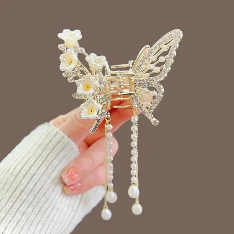 Shark Crab Clips Girls Hairpin Hair Accessories Korean Women Crystal Simple Hair Clip Butterfly Pearl Tassel Hair Clip