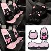Cat Cute Bow Cartoon Animal Car Seat Cover Car Interior Cushion Decoration Set
