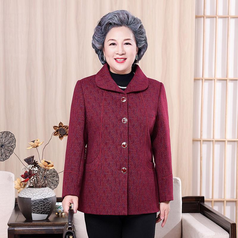Fashionable Spring Autumn Outerwear for Senior Women Luxury Grandma Clothing Stylish