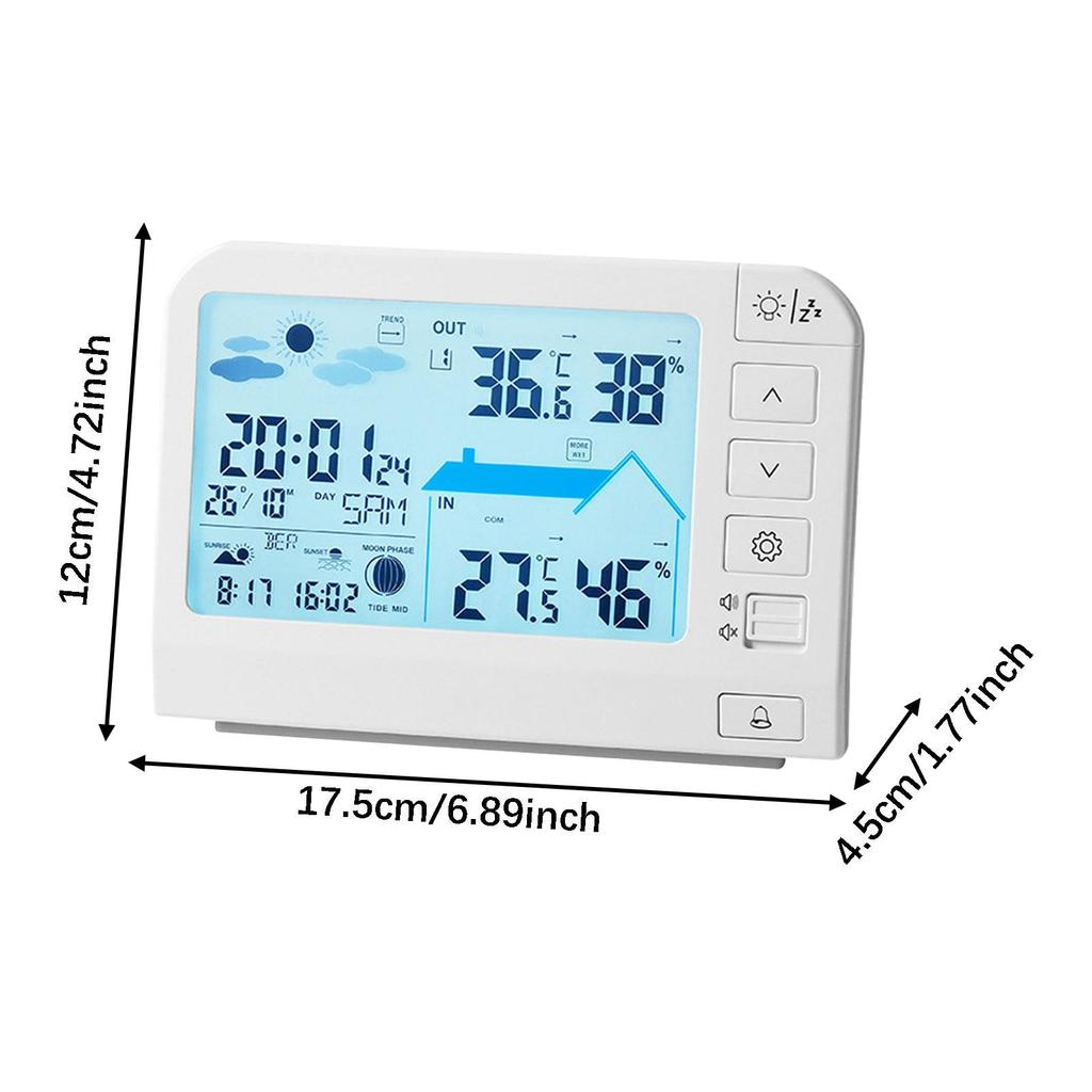Weather Station with Backlight, Practical Weather Clock Temperature and Humidity Detection for Study Room Shelf Bedside Table