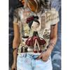 Fashionable Casual Comfortable Breathable Short Sleeved Round Neck T-shirt Summer Large Loose Creative Portrait 3D Printed Women's T-shirt