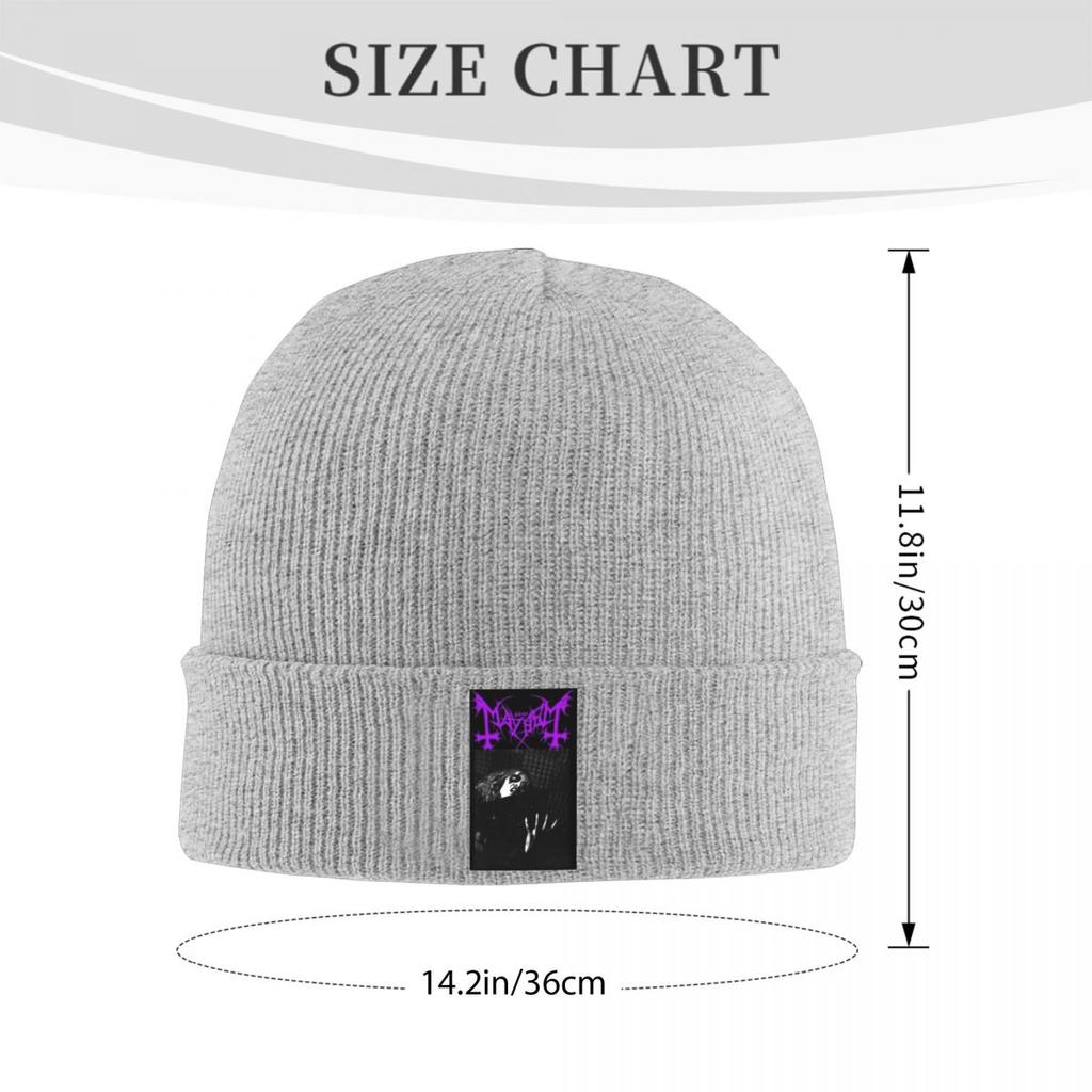 Casquette en Maille Chaude pour Groupe de Black Metal Mayhem Bonnet d'Hiver Chapeau Skullies Bonnets Casquettes Hip Hop pour Unisexe