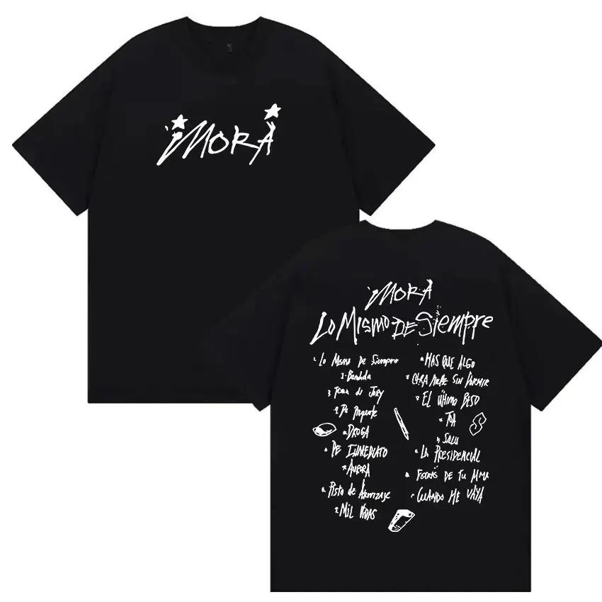 Rapper MORA Tour 2026 Merch T Shirt Men's Women Vintage High Quality Fashion T-shirts Hip Hop Clothing Oversized Cotton T-shirt