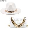 Hat For Women Autumn Winter New Party Jazz Fedora Hats With Fashion Luxury Oversized Chain Accessory Bag Two-piece Set