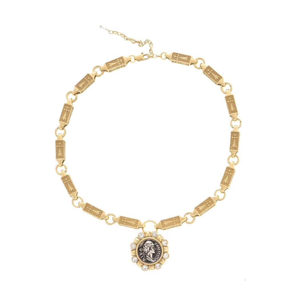French Retro Ancient Coins, High-End Temperament Retro Gold Woman Ancient Coin Necklace, Bracelet, Earrings, Ring Set.
