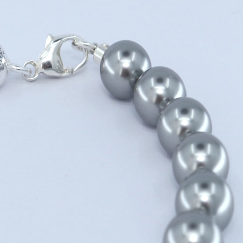 jewelCOUNTY Half & Half Silver Ball Chain Bracelet[92.5Silver/Grey]
