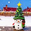 Christmas Cartoon Snowman Ornament USB Powered Glowing Xmas Tree Topper Snowman Figurine Home Office Holiday Party Decoration