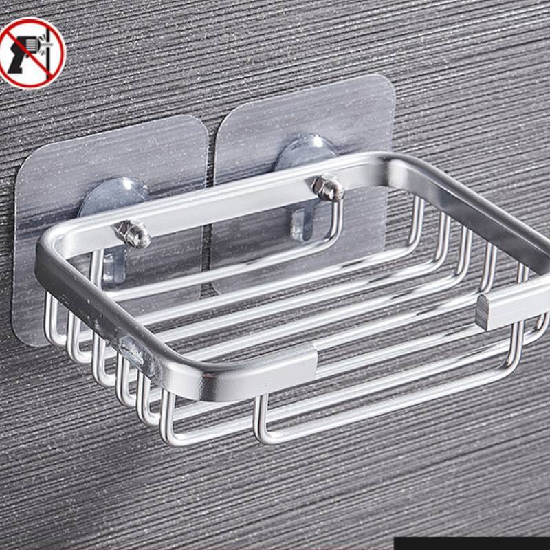 Portasapone in Alluminio da Parete con Rete Drenante per Organizzazione in Bagno