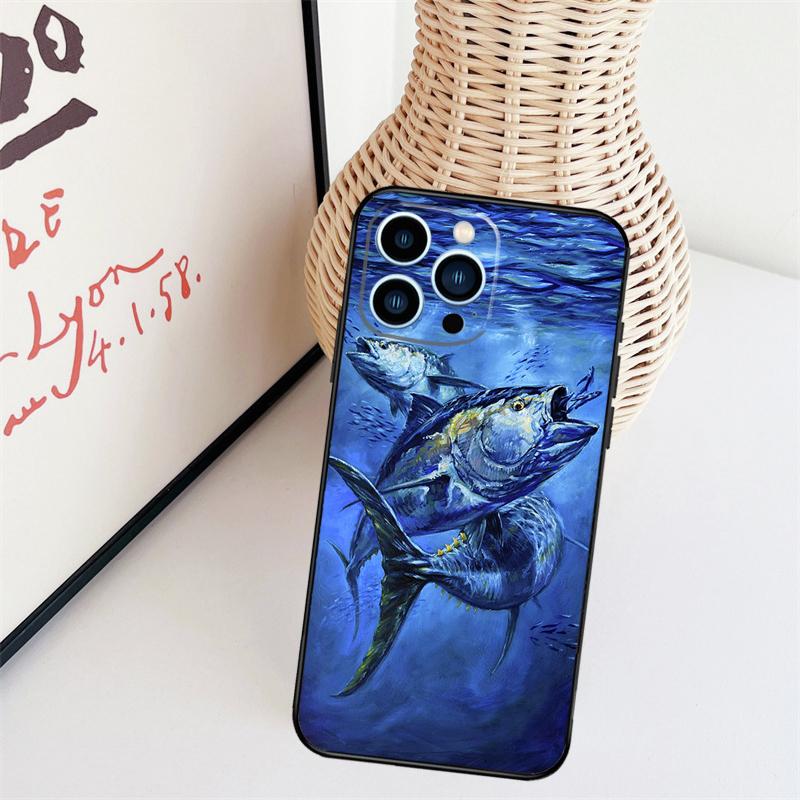 Blauflossen-Thunfisch Hülle Für iPhone 11 12 13 14 16 15 Pro Max Mini X XS Max XR Plus Cover Coque