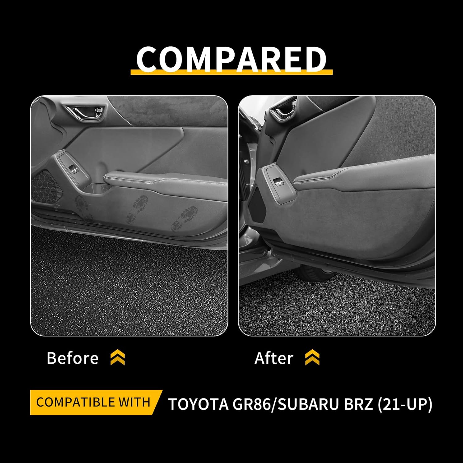 

KUNGKIC Защитные накладки на двери автомобиля от пинков для Toyota GR86 Subaru BRZ 2021 2022 2023 2024 2025 Итальянская замша Защитные наклейки Декоративные наклейки на салон Аксессуары