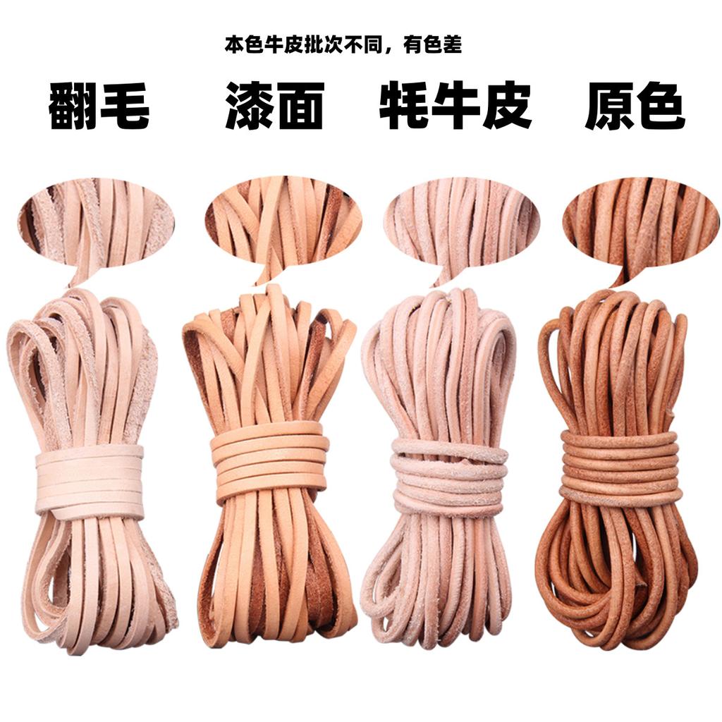 Diy Jewelry Material Handmade Beaded Accessories, Real Cowhide Strip 3Mm Wide First Layer Flat Leather Rope Bracelet Necklace Rope