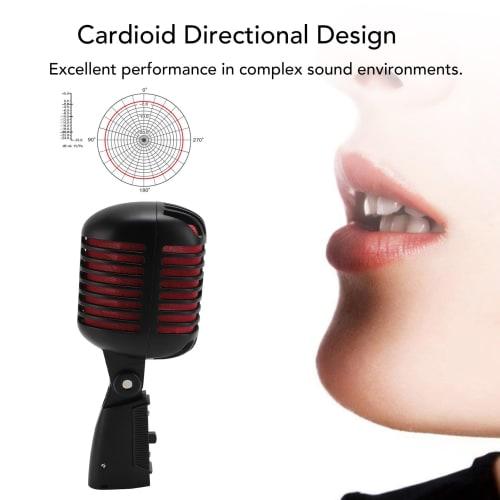 Retro Dynamic Vocal Microphone, Old Vintage Style Cardioid Microphone, Zinc Alloy Classic Microphone for KTV, Live Performance, Studio Recording, Podc