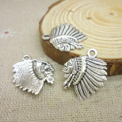 Pack of 30 Indian Chief Head Necklace Pendants Tribal Jewelry Findings Suitable for Jewelry Designing and Accessory