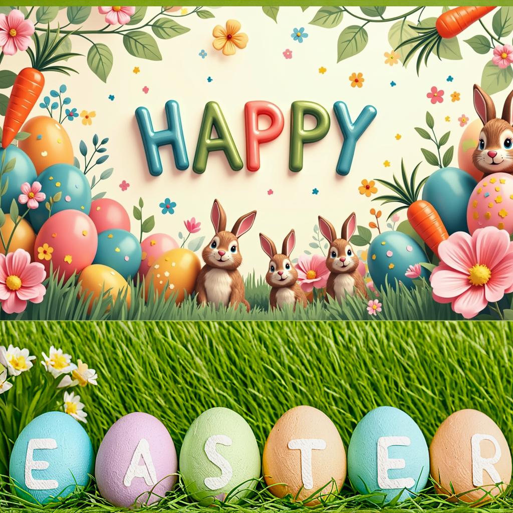 Easter Bunny Decoration Background Easter Eggs Banner Photography Props Outdoor Garden Decors Easter Party Home Supplies 2025