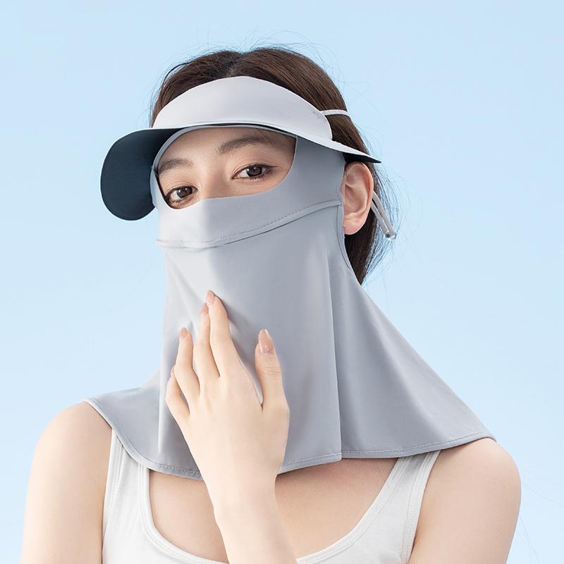 New Design Anti-UV Outdoor Cool Ice Silk Custom Full Face Summer Women Sunscreen Visor with Face Mask