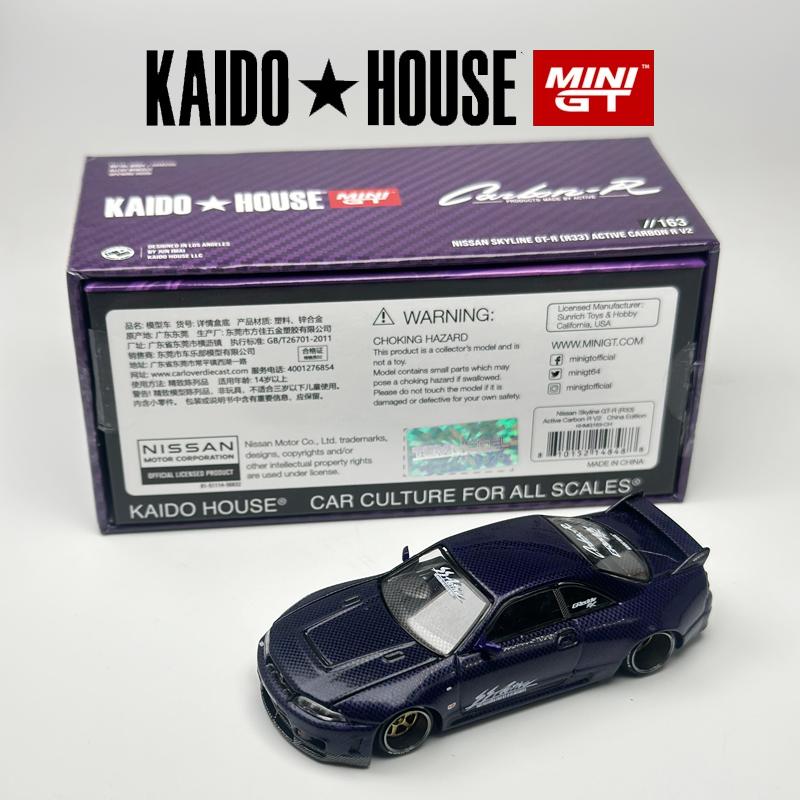 

Kaido House + MINIGT Nissan Skyline GTR R33 Active Carbon R V2 KHMG alloy car Model 163 Chase
