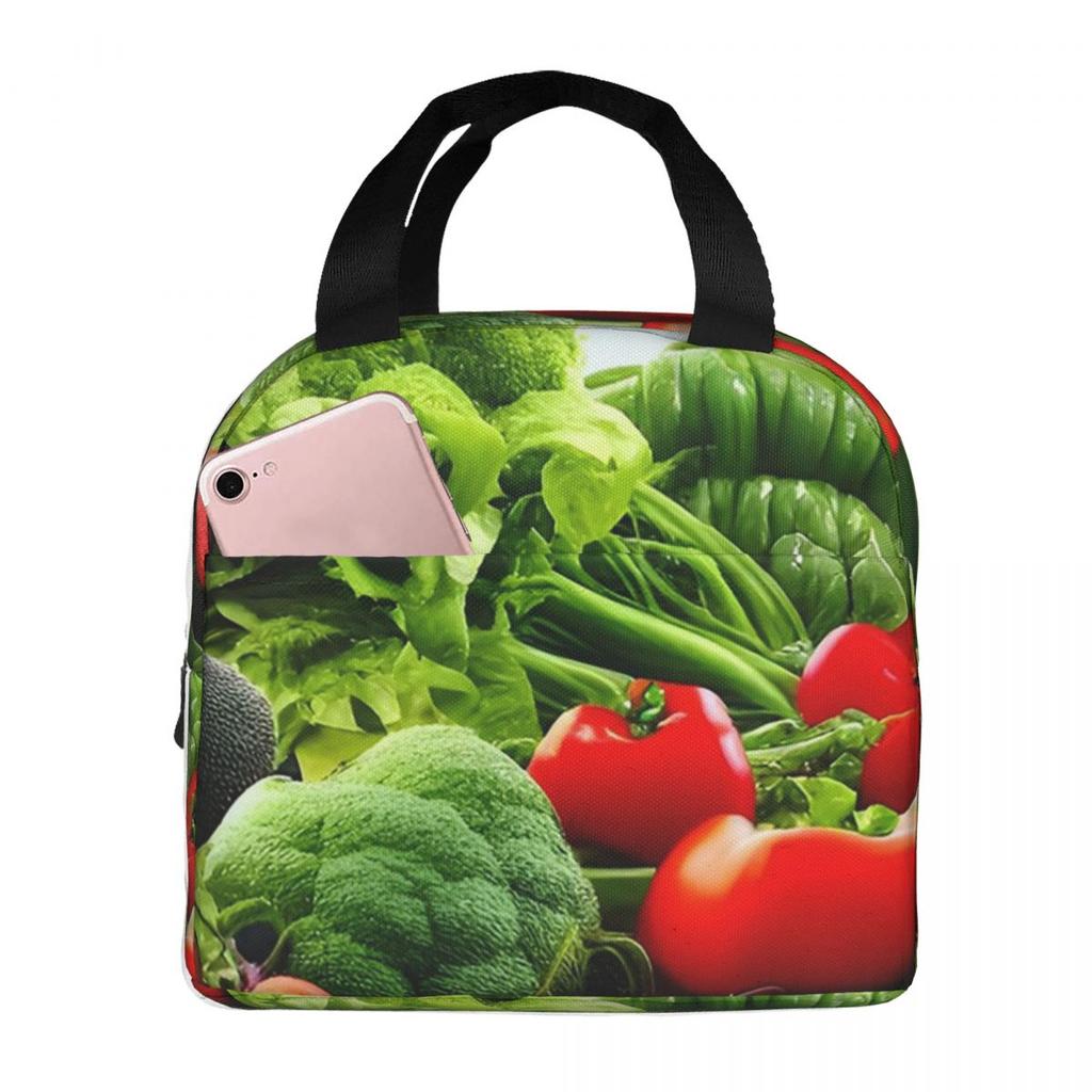 Fresh Vegetable Pattern Insulated Lunch Bag for Kids School Cooler Thermal Food Box Tote Leakproof Lunch Boxes Container