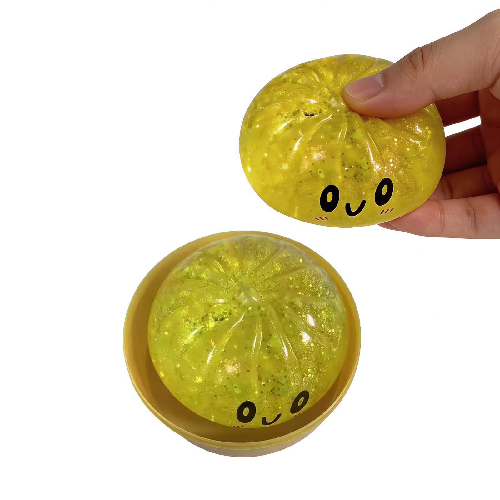 Realistic Dumpling Squeeze Toy With Bamboo Steamer Soft TPR Dough Ball Decompression Fidget Toy Funny Creative Gift Cute Squishy