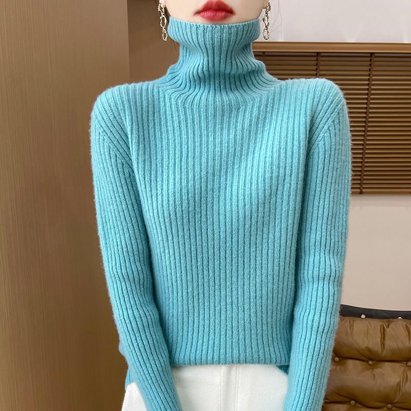 Women's Cashmere Loose High Neck Sweater - Pure Wool Base Layer Pullover for Autumn/Winter