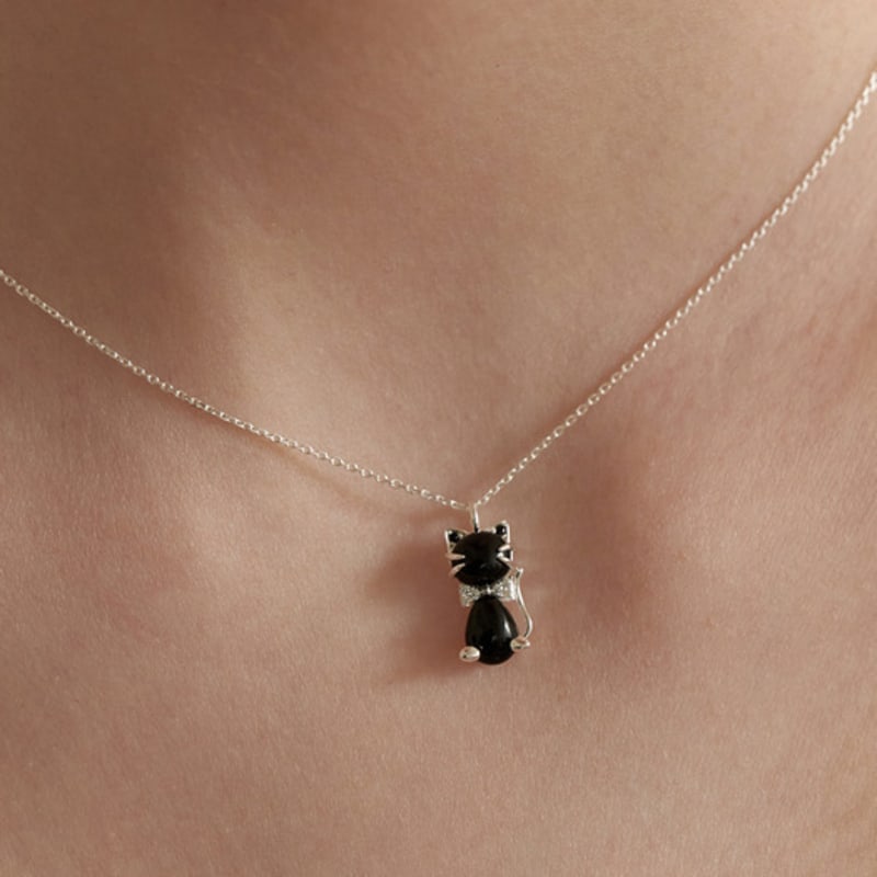 TATIANA (925 Silver) Black Kitty Necklace NZ2184