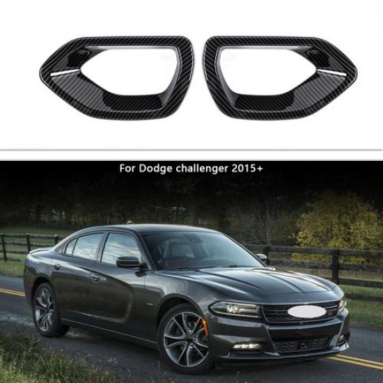 Front Bumper Center Grill Grille Trim Ring For Dodge Charger 2015+ Carbon Fiber
