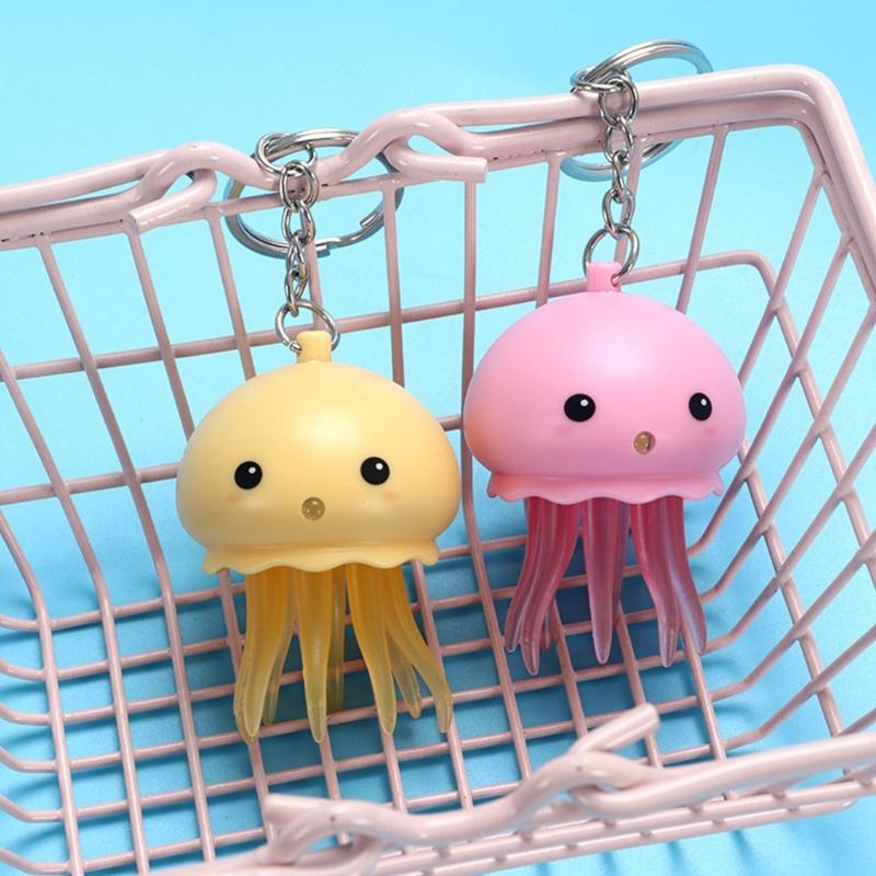 Fashion Octopus Toy Keyring Colorful Jellyfish Keyholder Anxiety Stress Relif