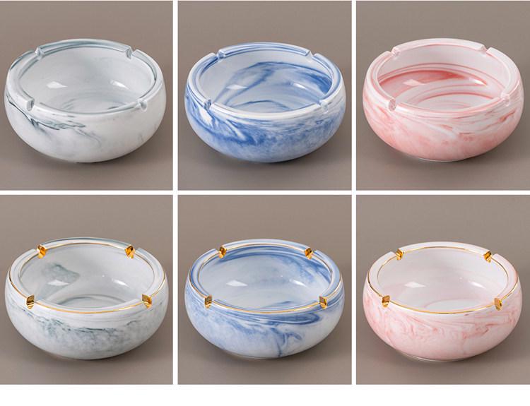 Nordic Retro Ceramic Ashtray - Large, Personalized, Trendy Blue Pink Design for Living Room