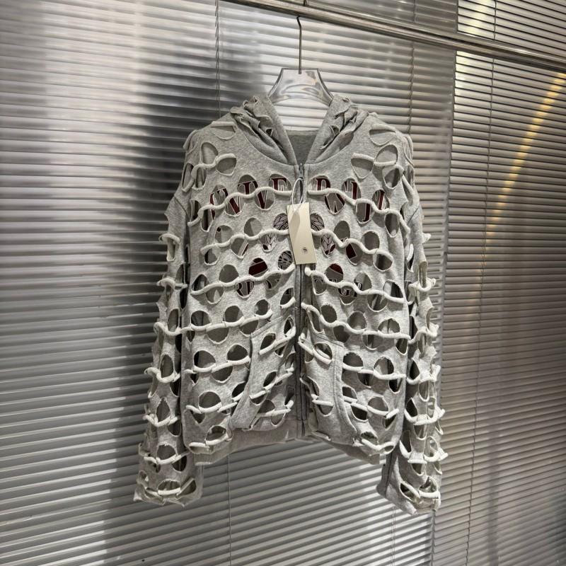 Oversized Hooded Double-Sided Wearable Distressed Cut-Out Sweatshirt Unisex Streetwear Winter Jacket