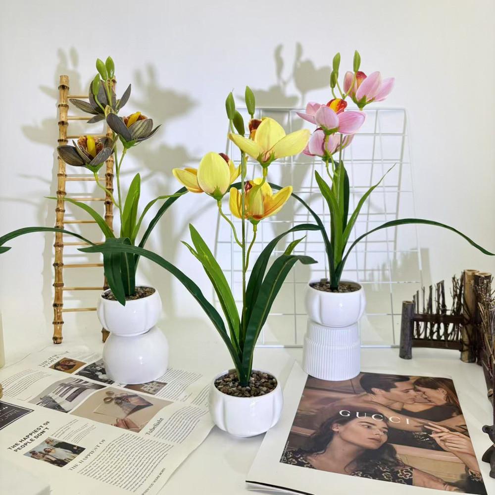 Faberi Cymbidium Rolfe Artificial Flowers For Outdoor Photography Decor Party