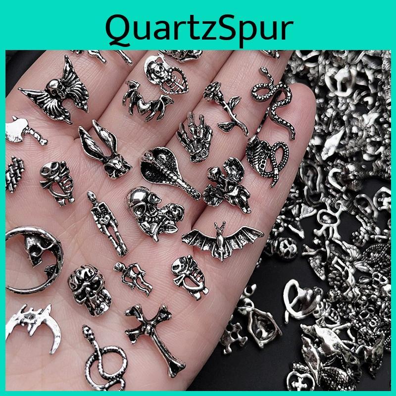 Punk Gothic Nail Wtempo Art Decorations Kit Exquisite Wearable Nails Accessories Diy Nail Design Decor Crafts Making Supplies