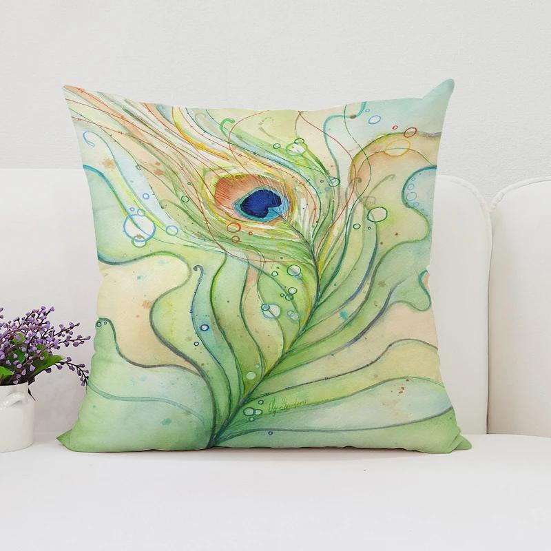 Europe and the United States Sofa Cushion Sets Beautiful Peacock Double-sided Printed Pillow Covers Chair Lumbar Cushion 45x45cm