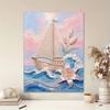 DIY Frameless Pearl Painting Kit Sailboat Ocean 3D Shiny Bead Art Canvas Relaxing Creative Craft for Home Wall Decor Gift