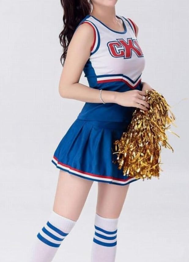[Anfang] Miniskirt Cheerleader Cosplay Costume (Blue, XXXL)