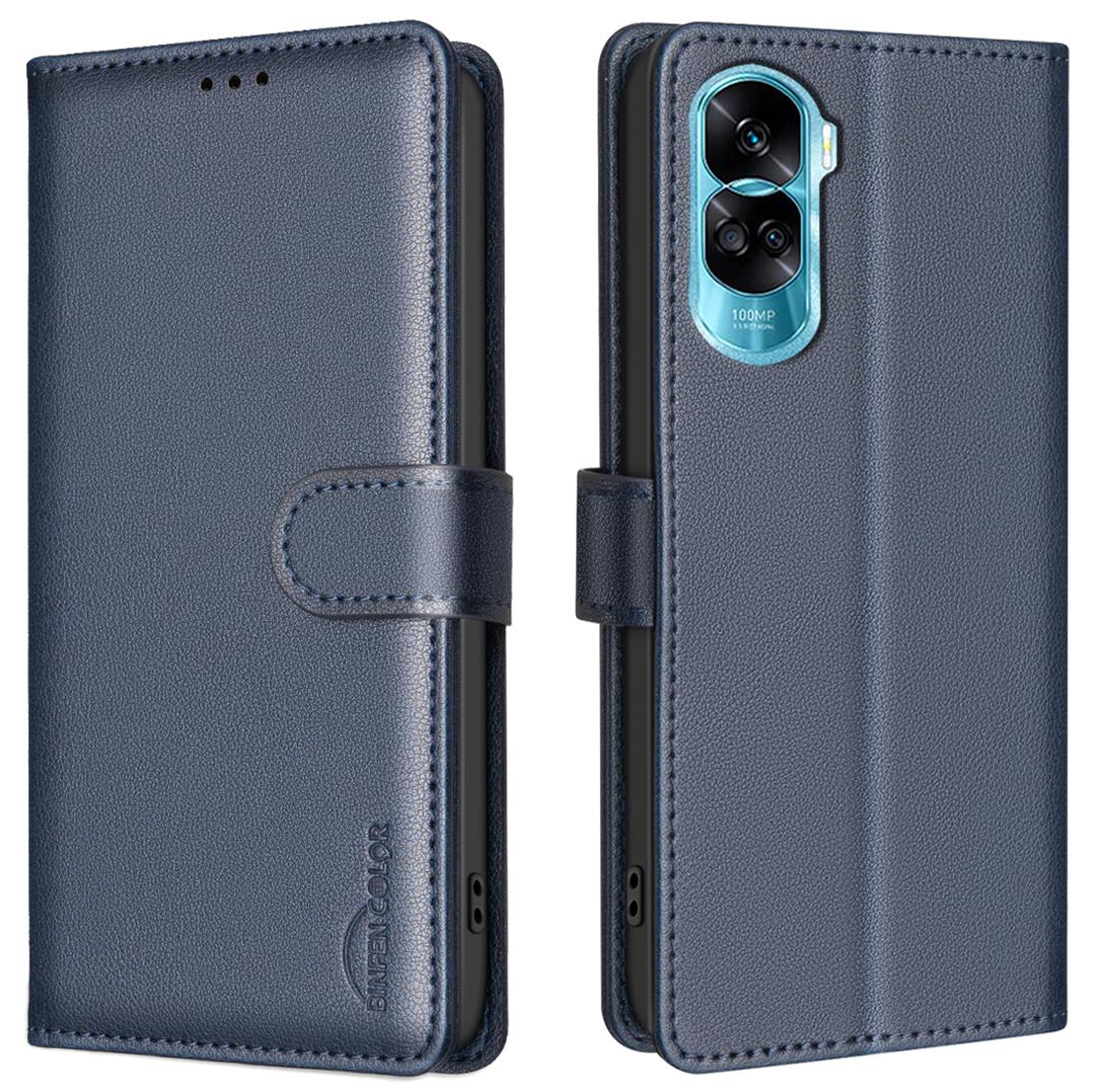 

BINFEN COLOR BF32 For Honor 90 Lite 5G/X50i 5G Leather Case RFID Blocking Phone Cover Blue
