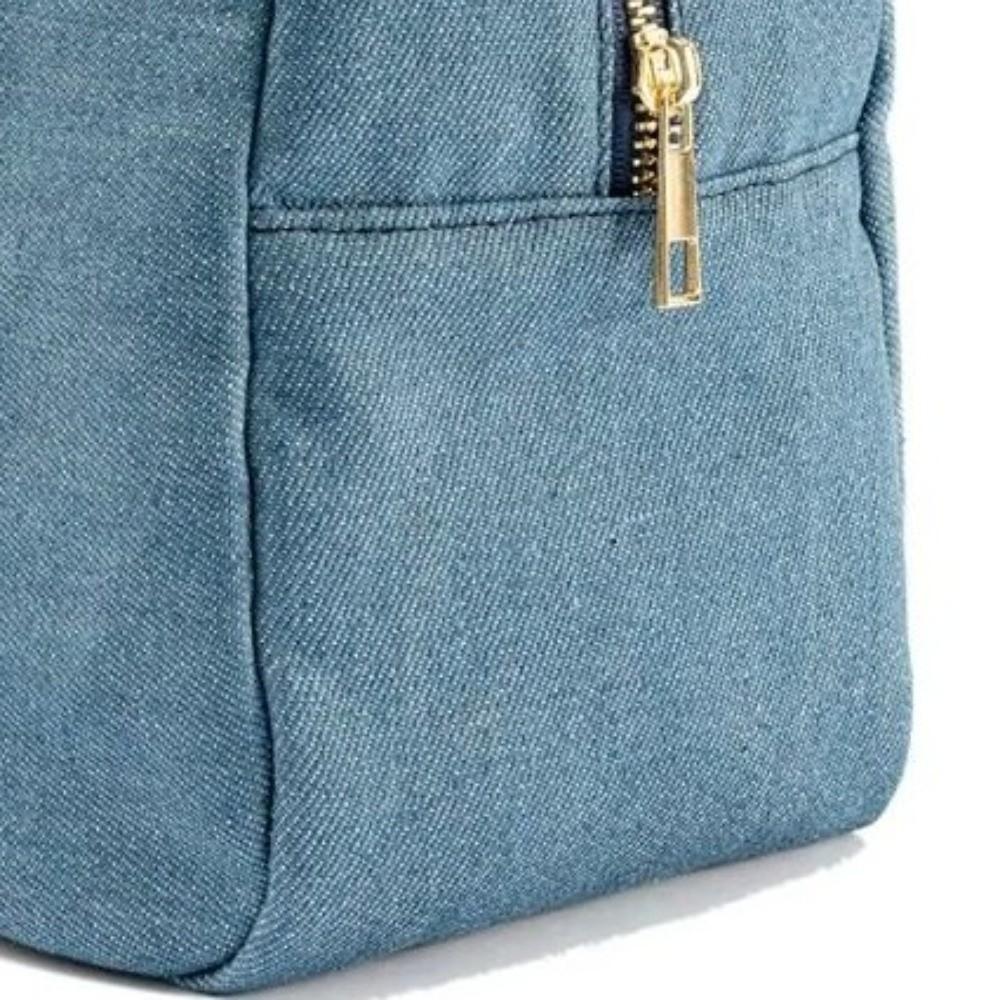 4 Sizes Blue Denim Cosmetic Pouch with Zipper Ladies Makeup Bag Jean Toiletry Case for Women