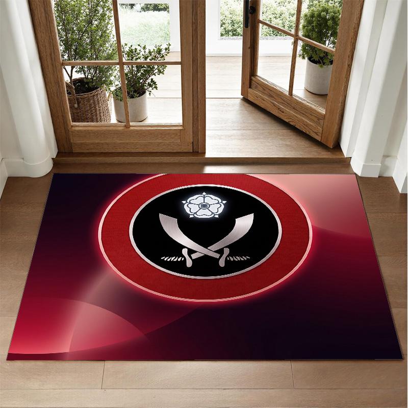 Sheffield United Football Design Crystal Velvet Rug Soft Decorative Mat for Bedroom Entrance