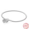925 Sterling Silver Forever Love Vows Pink Heart -Shaped Lock Bracelet Wedding Anniversary Gift