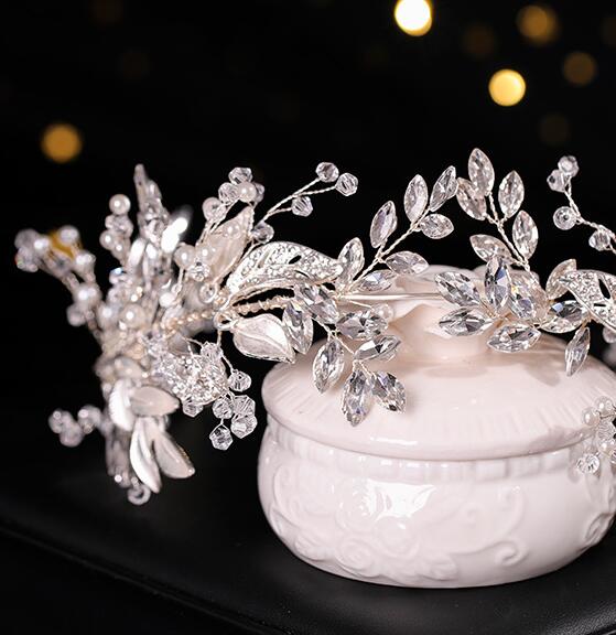 Bridal Headband Silver Tiara for Bride Headpieces for Wedding Hair Accessories for Brides Prom Photography