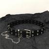 Hip Hop Chain Tassel Belts Punk Studded Pin Buckle PU Belt Y2K Unisex Black Casual PU Jeans Pants Belt For Women Men
