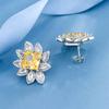 New Autumn and Winter Jewelry High Carbon Diamond Yellow Ice Flower Cut Copper Inlaid Princess Square High-end Fashion Earrings