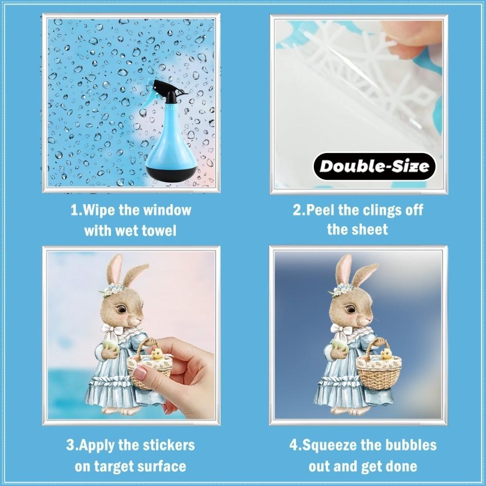 PVC Bunny Glass Electrostatic Film Cartoon Rabbit Happy Easter Bunny Decal  Glass Mirror