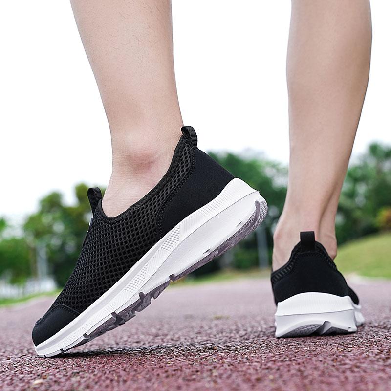 Fashion Brown Summer Mesh Men Walking Shoes Lightweight Sneakers Breathable Slip On Casual Sports Comfortable Flats Plus 48 Casual