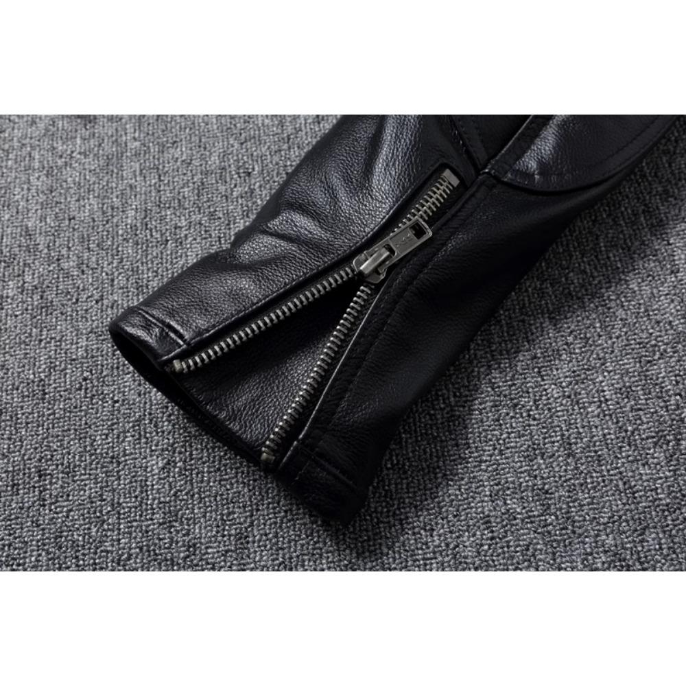 Chinese Size Vitnage Red Brown Men Leather Jacket Cowhide Leather Motorcycle Style Genuine Cow Jackets for Men Autumn